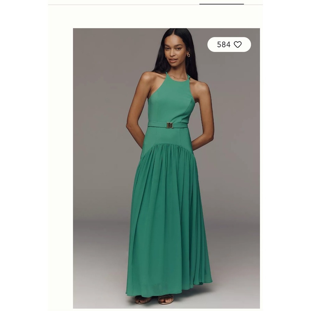 NWT Hutch Belted Maxi Dress Women Size 16W 2026 Style Green Belted Pleated